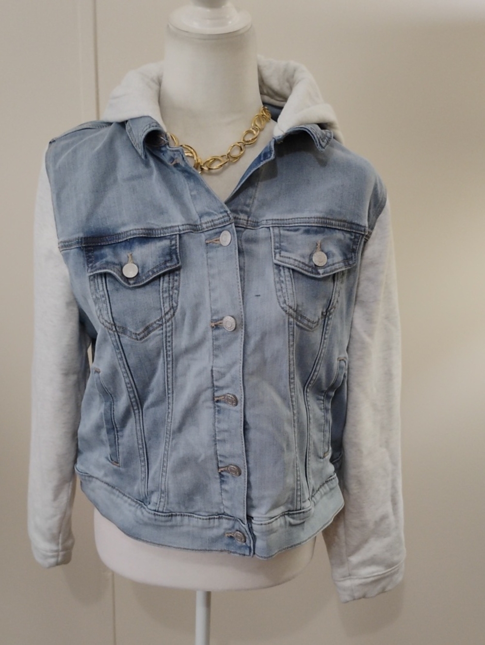 Torrid Light Wash Denim Jacket with Heather Gray Hoodie